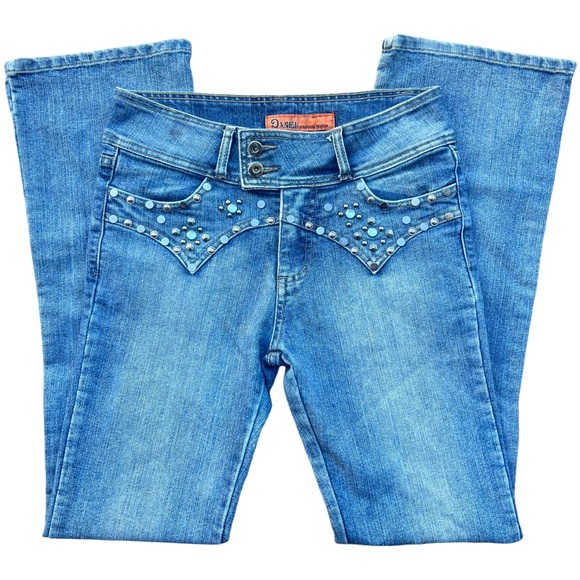 Y2K Vintage Bedazzled Mid Rise Boot Cut Flare Jeans - Picture 1 of 10